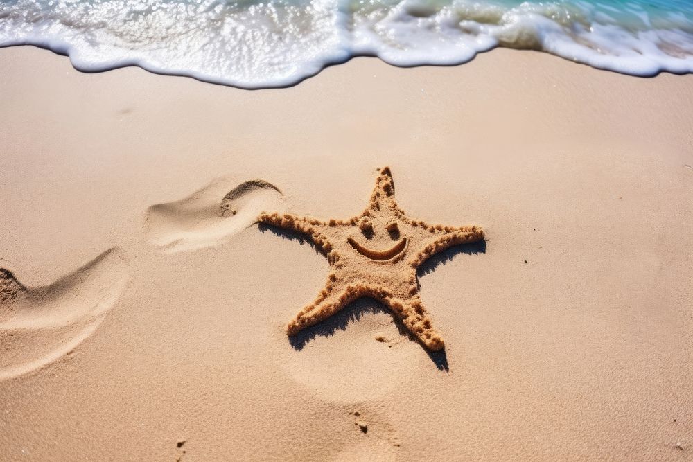 Star shape doodle finger-drawing beach outdoors nature.