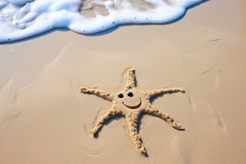 Star shape doodle finger-drawing beach outdoors nature.