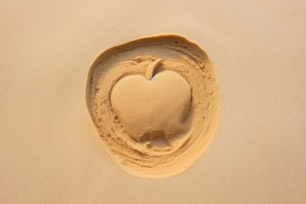 Apple shape doodle finger-drawing sand backgrounds textured.