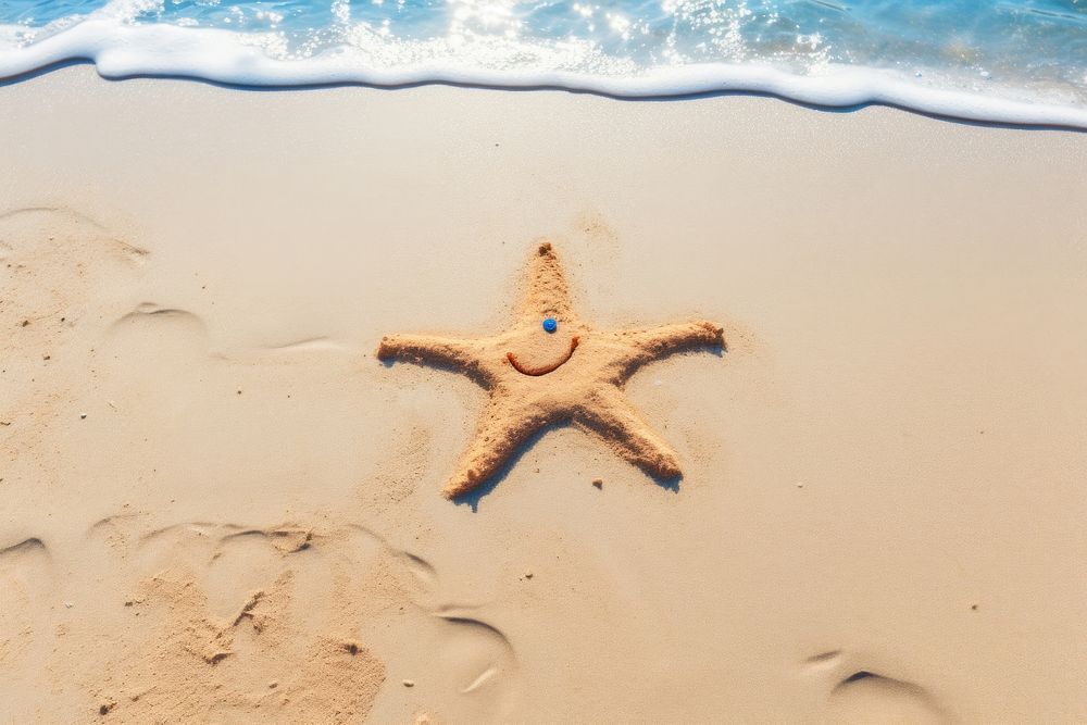 Star shape doodle finger-drawing starfish outdoors nature.