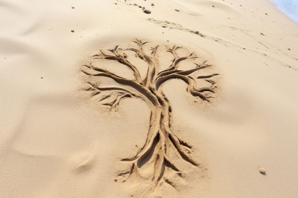 Tree doodle finger-drawing outdoors nature sand.