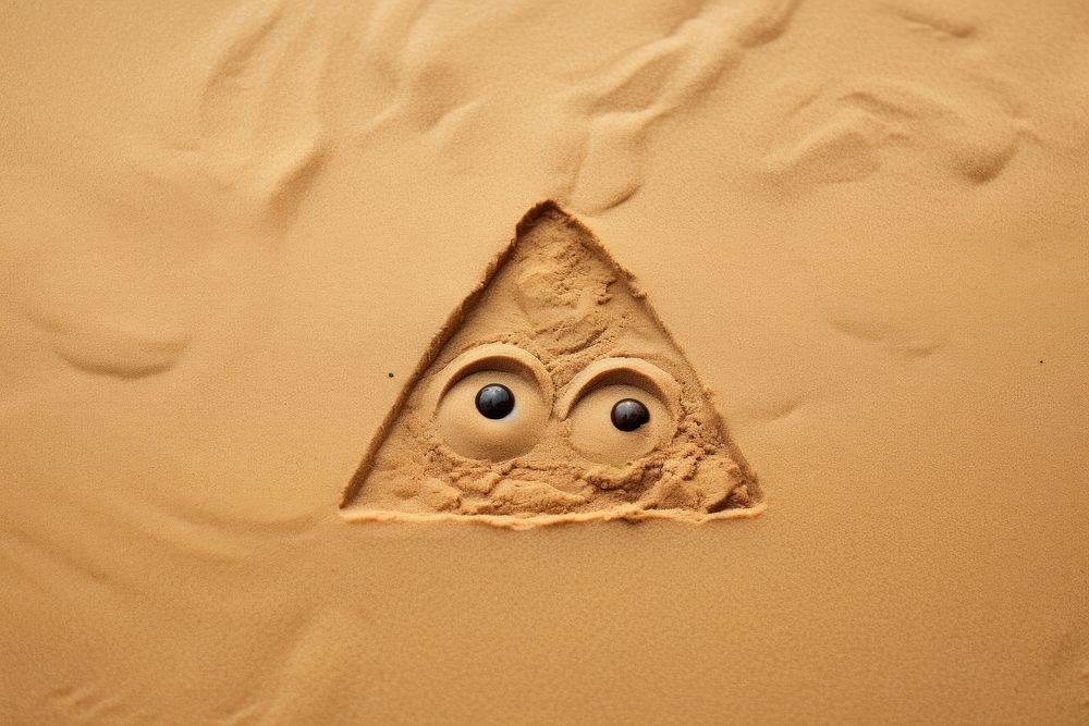 Triangle shape doodle finger-drawing sand desert nature.