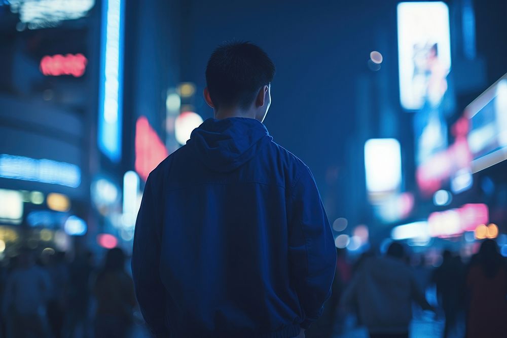 Thai man night photography outdoors.