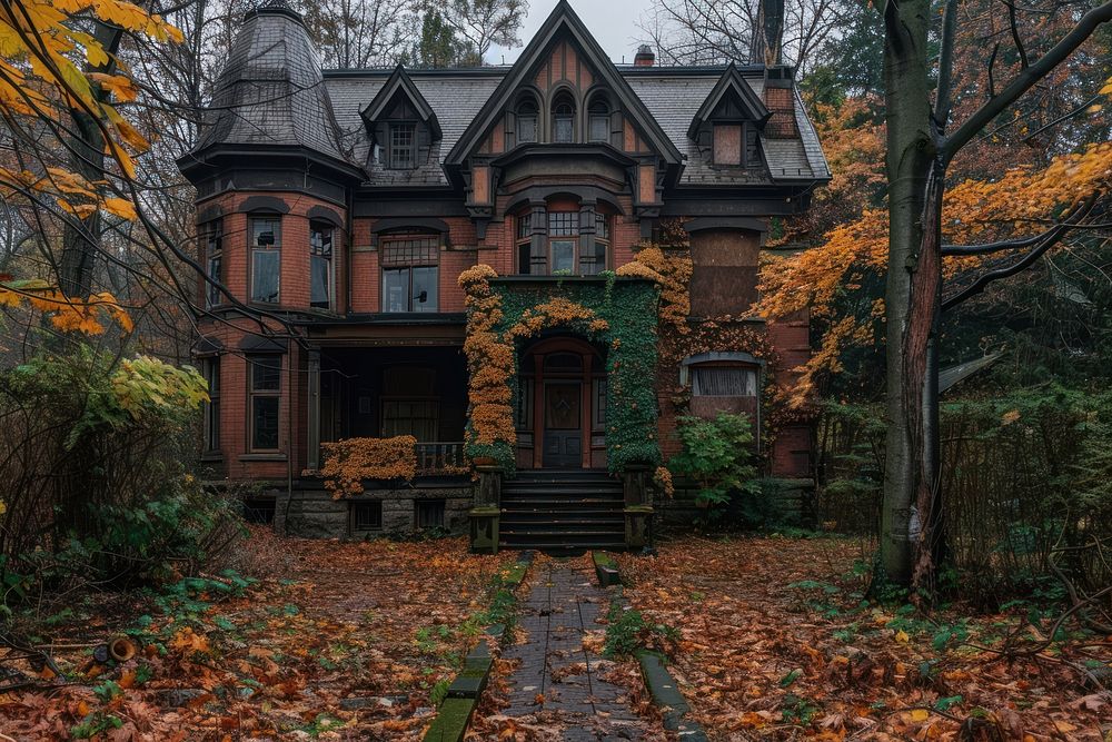 Photography of haunted house architecture building autumn.