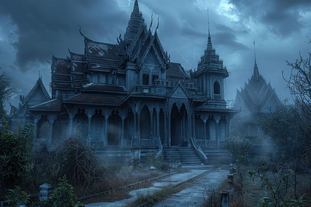 Photography of haunted house architecture building outdoors.