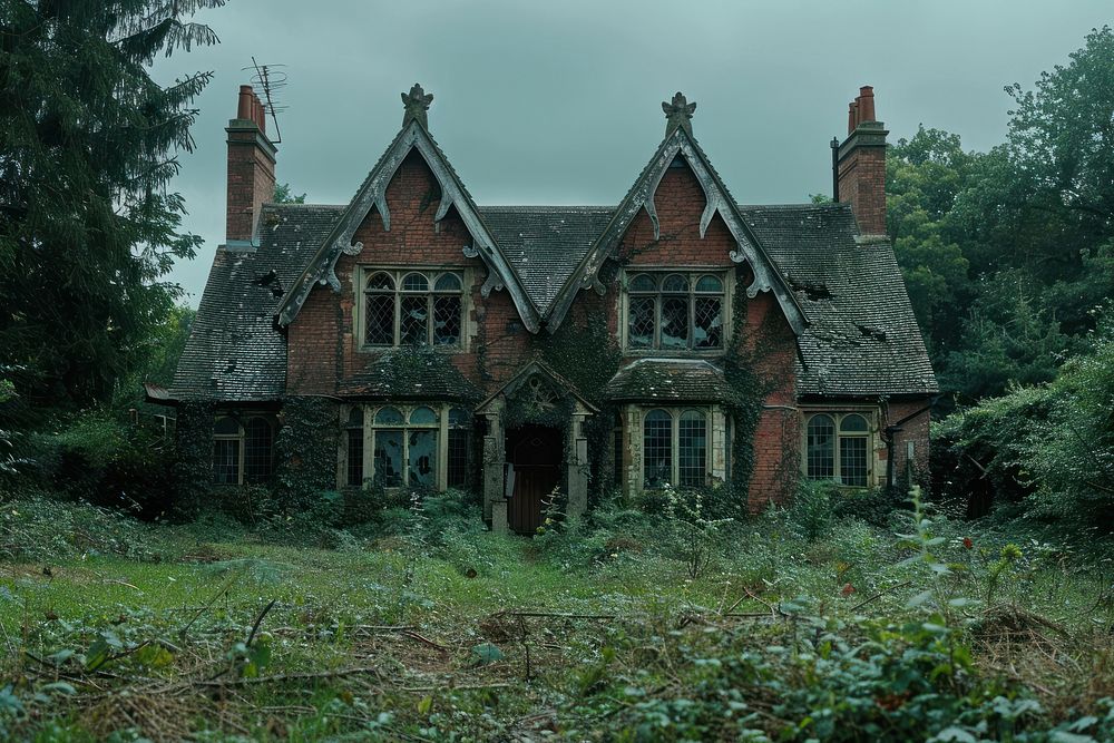 Photography of haunted house architecture building land.