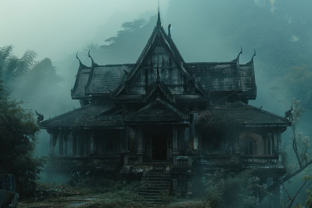 Photography of haunted house architecture building outdoors.