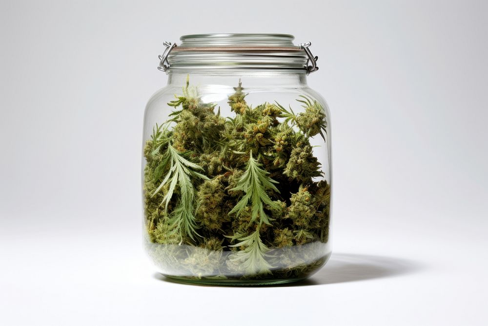 Medical Marijuana Buds jar transparent container.