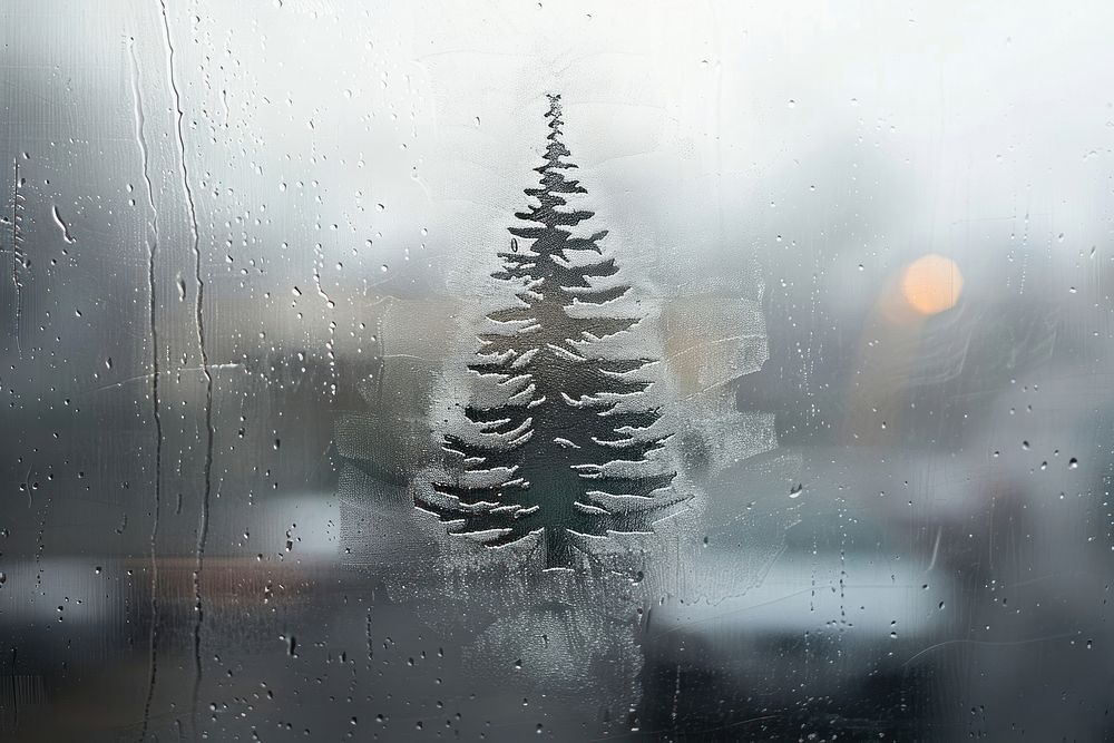 Pine tree shaped doodle silhouette winter christmas outdoors.