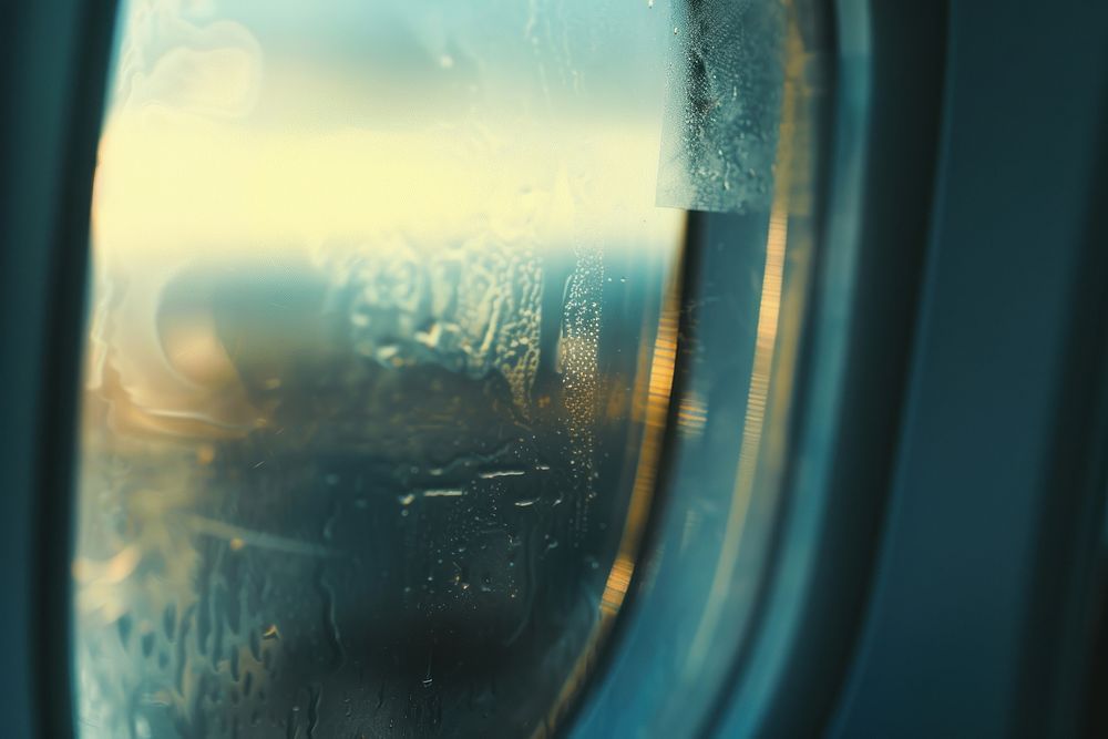 Steamed fogged inside airplane window backgrounds glass transportation.