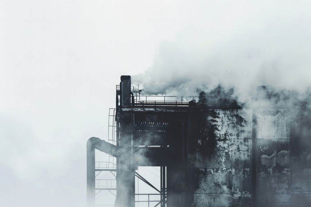 Factory smoke architecture monochrome.