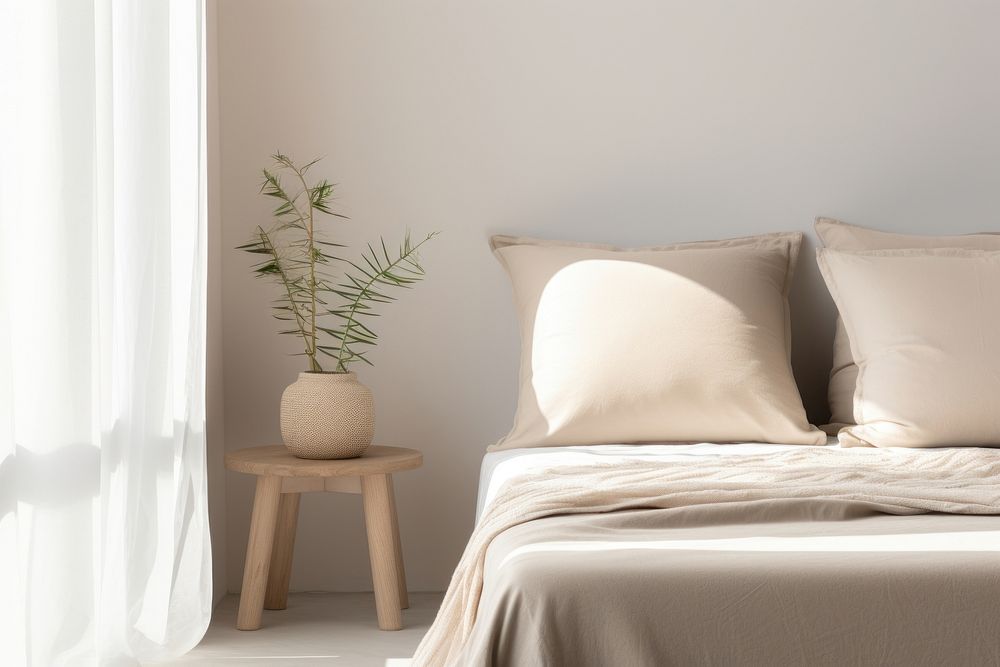 Bedroom simple serenity of soft minimalism bedroom furniture cushion.