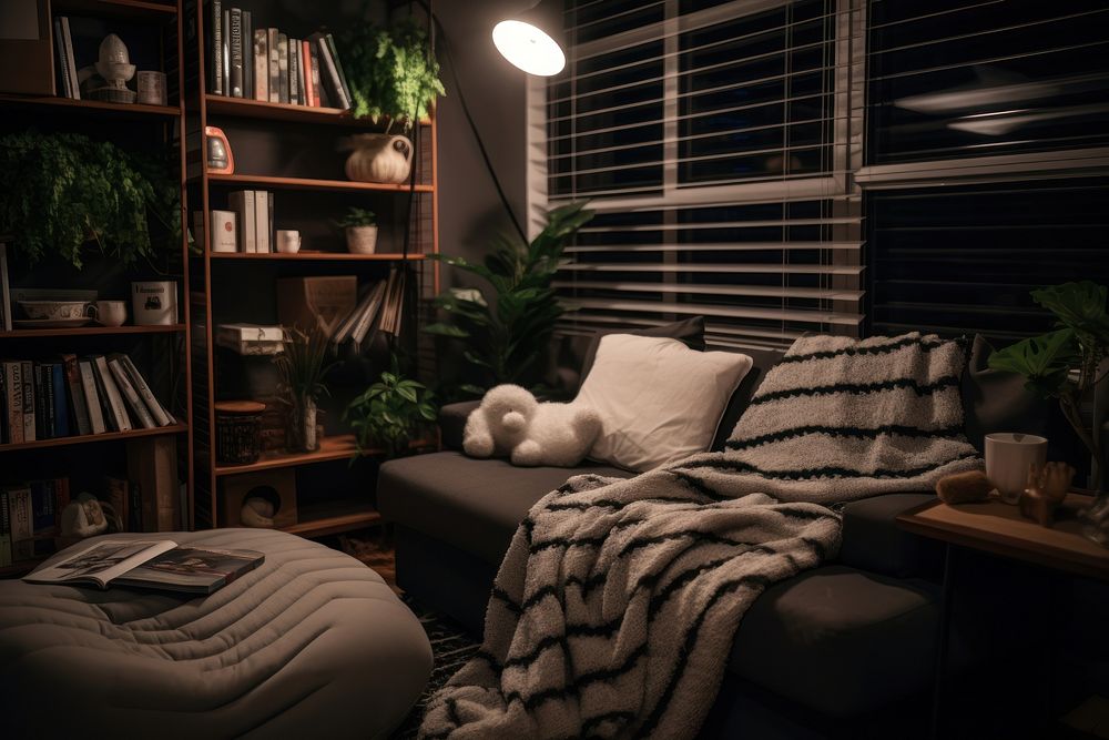 Cozy room aesthetic dark architecture Free Photo rawpixel