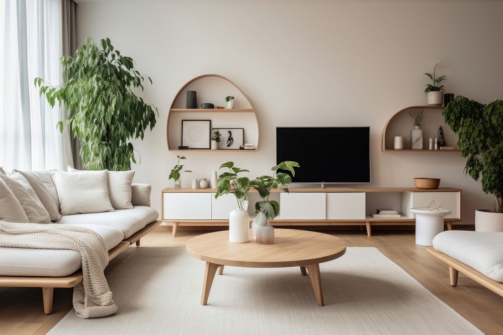 Living room minimalism architecture furniture building.