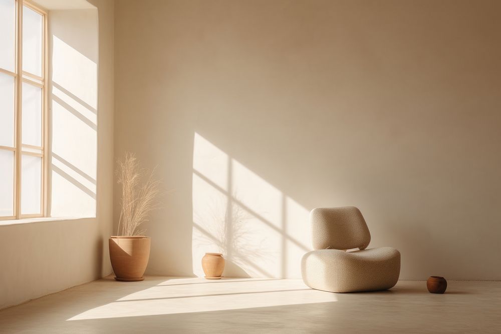 Room Simple Serenity of Soft Minimalism furniture window chair.