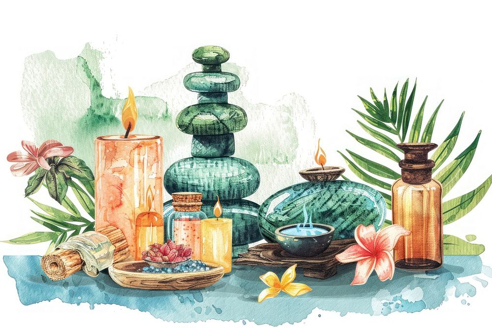 Thai aromatherapy spa painting plant art.