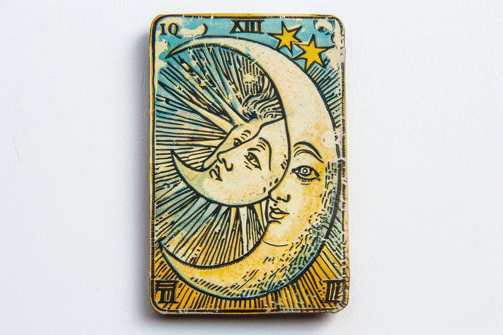 Moon tarot card art representation accessories.
