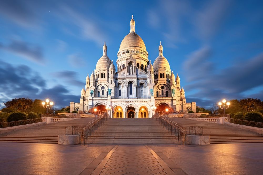 The Basilica of the Sacred Heart of Paris architecture building outdoors.