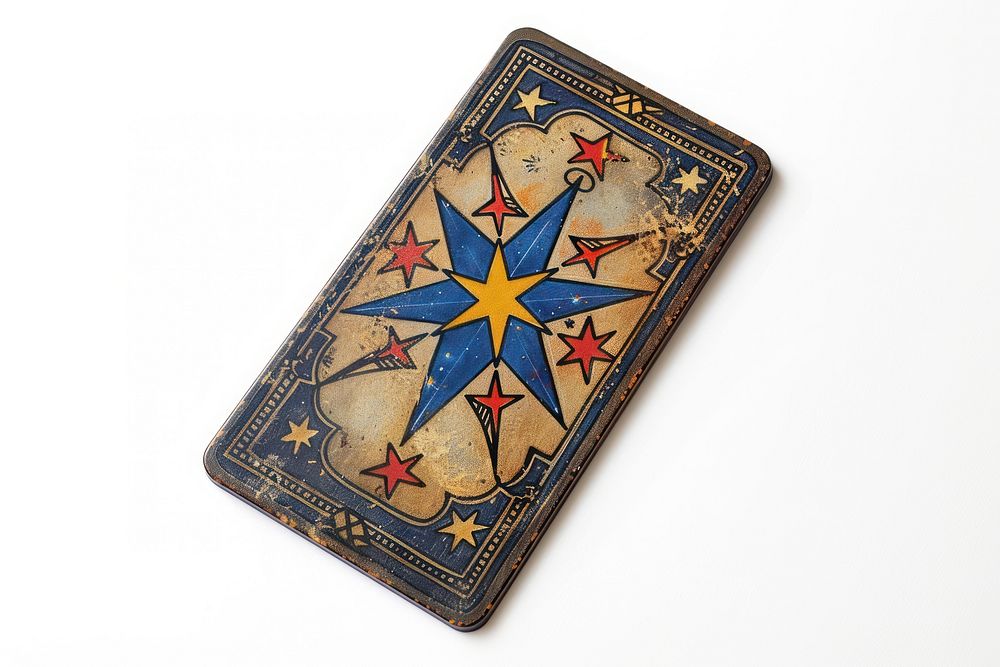 Star tarot card white background pattern compass.