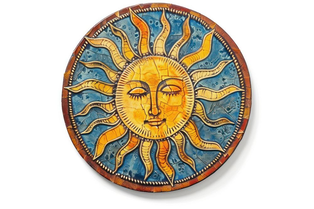 Sun tarot card art white background representation.