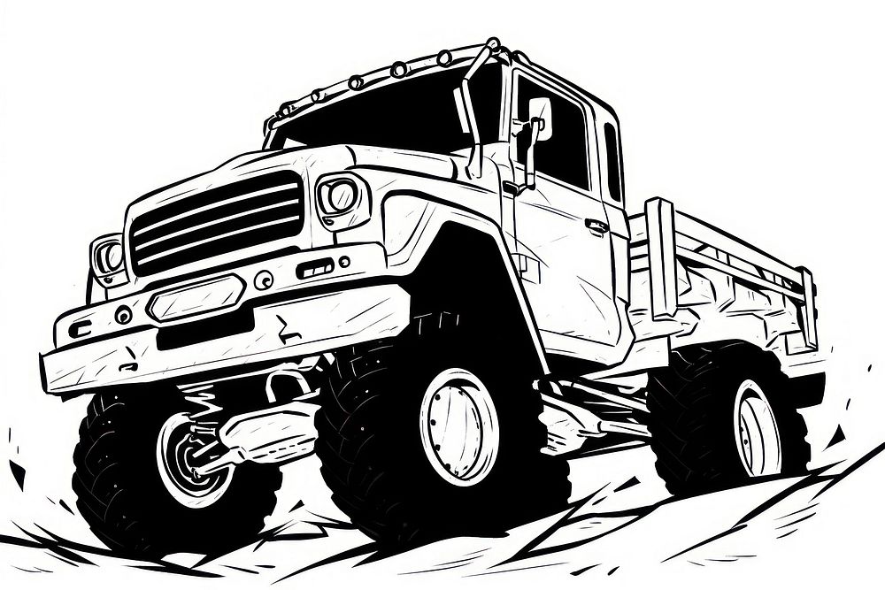 Illustration of a truck vehicle cartoon sketch.