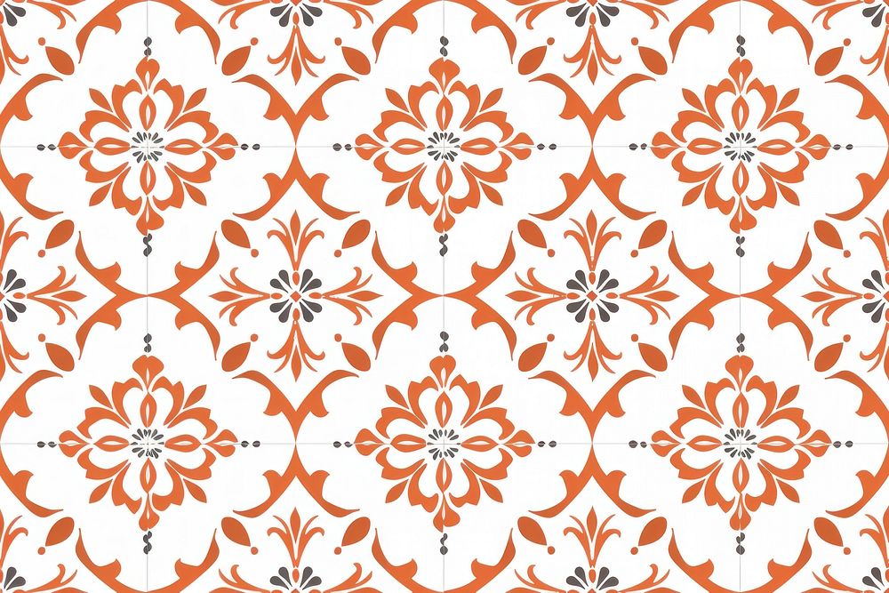 Tiles of orange pattern backgrounds white art.