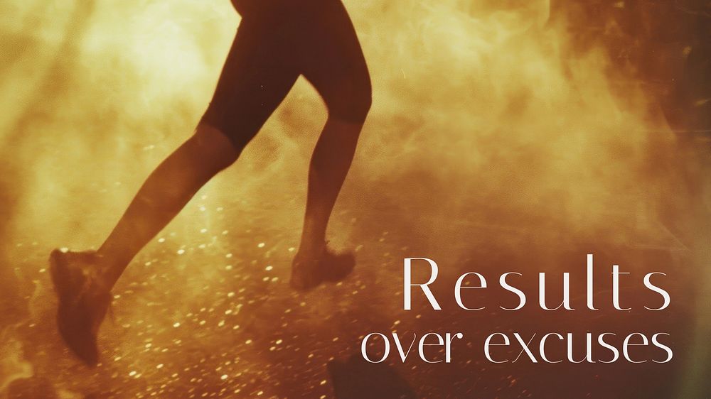 Results over excuses quote blog banner template