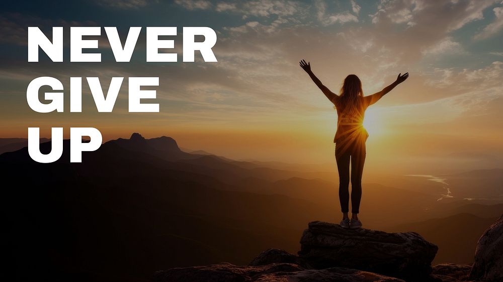 Never give up quote blog banner template