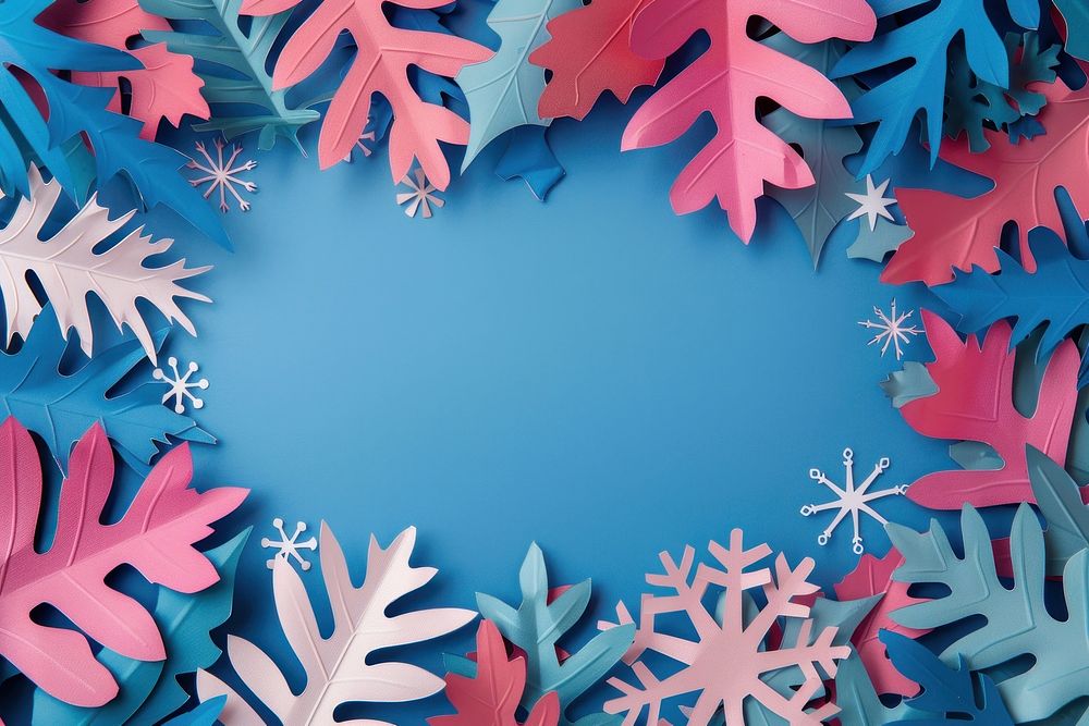 Snowflakes leaves frame backgrounds plant leaf.