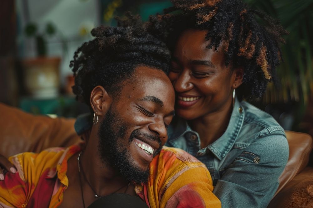 Cheerful afican american couple accessories accessory laughing.