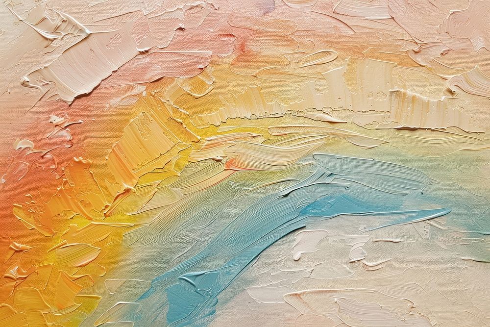 Close up on pale rainbow painting canvas art.