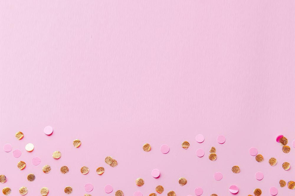 Pink and gold confetti border blossom flower paper.