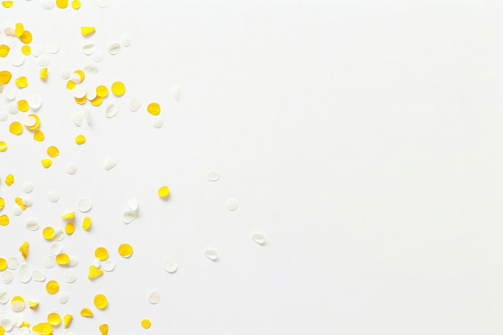 Yellow and white confetti border medication blossom flower.
