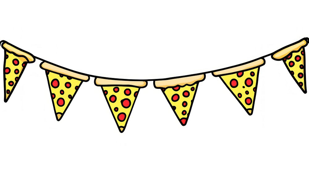 Pizza flag string line triangle cartoon.