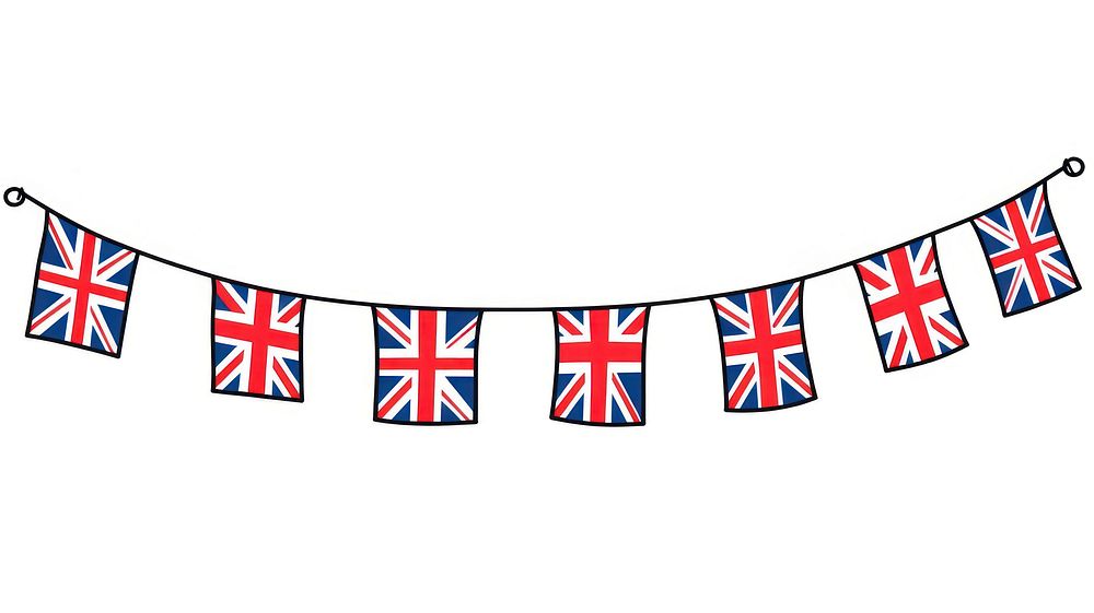 UK country flag string line white background patriotism.