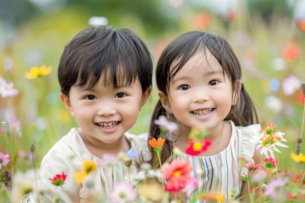 Thai kid twin flower photo photography.