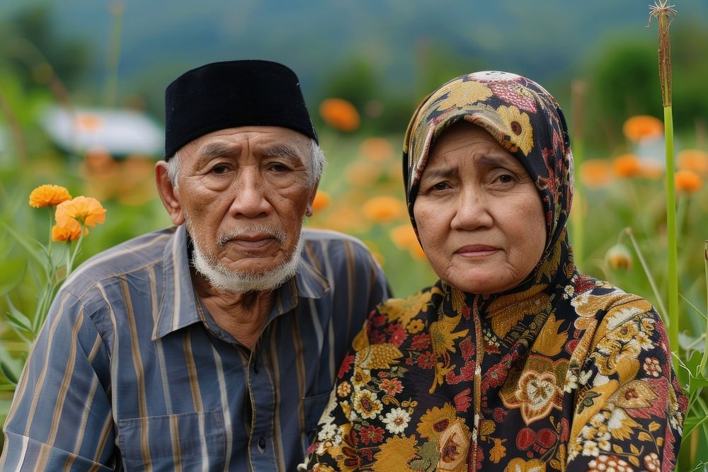 Indonesian elderly couple clothing apparel female.