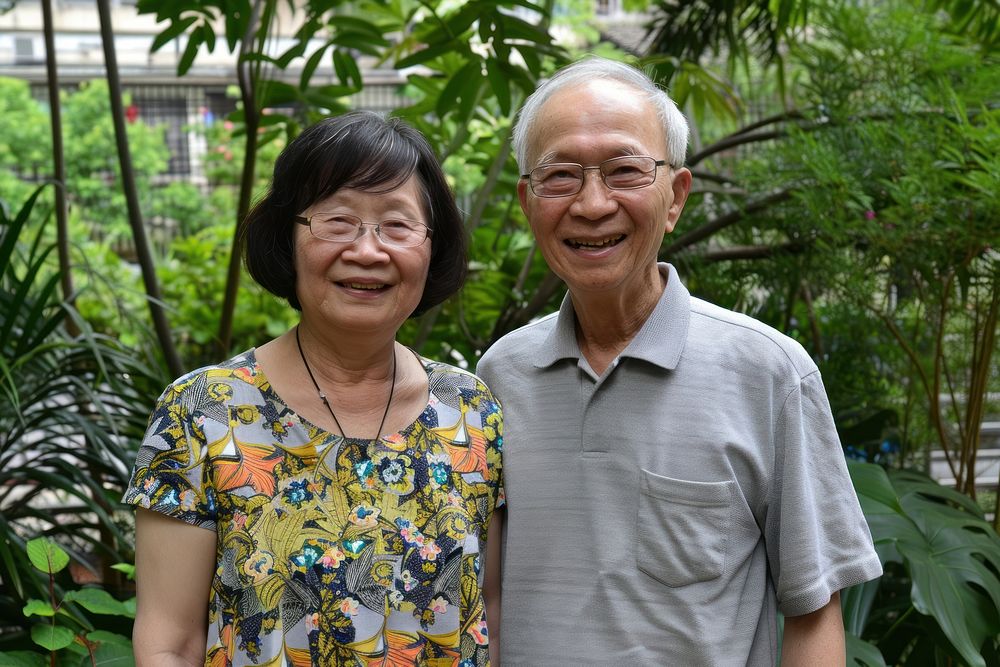 Malaysian elderly couple garden photo photography.
