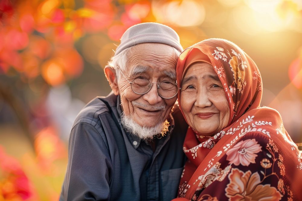 Malaysian elderly couple accessories accessory laughing.