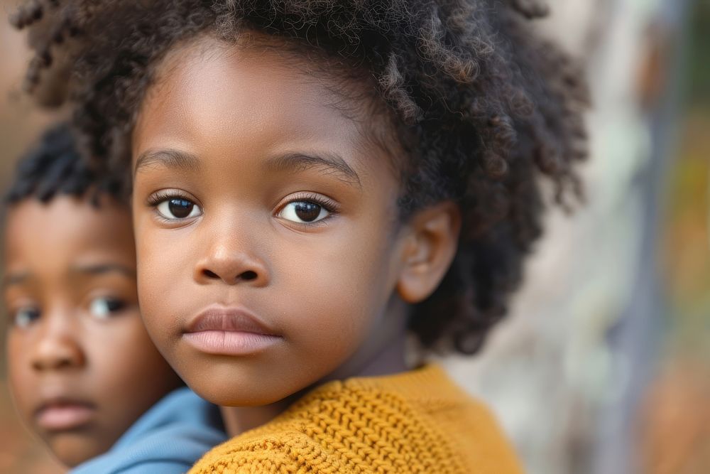 Black British American kids shoulder photo photography portrait.