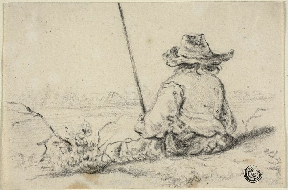 Fisherman on Bank by Jacob van Strij