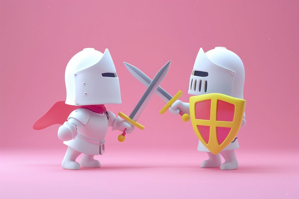 3d cartoon rendering knight battle weaponry person sword.
