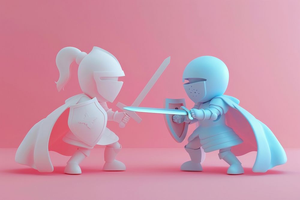 3d cartoon rendering knight battle person human baby.