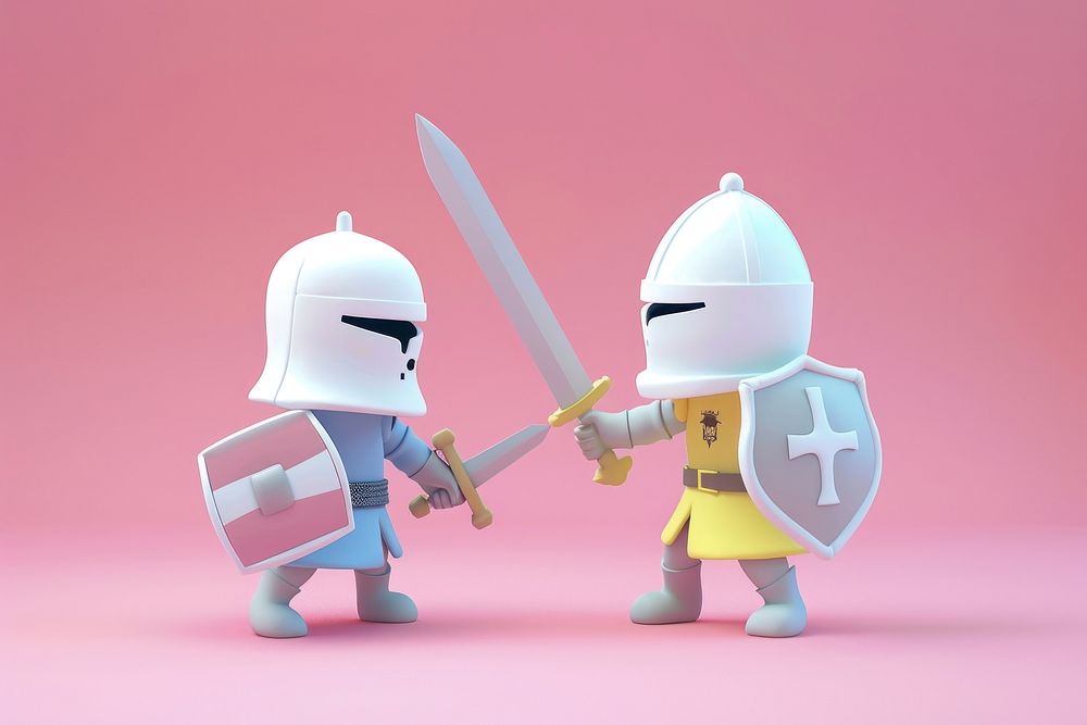 3d cartoon rendering knight battle weaponry helmet person.
