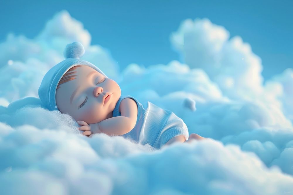 Baby sleeping on a cloud cartoon person human.