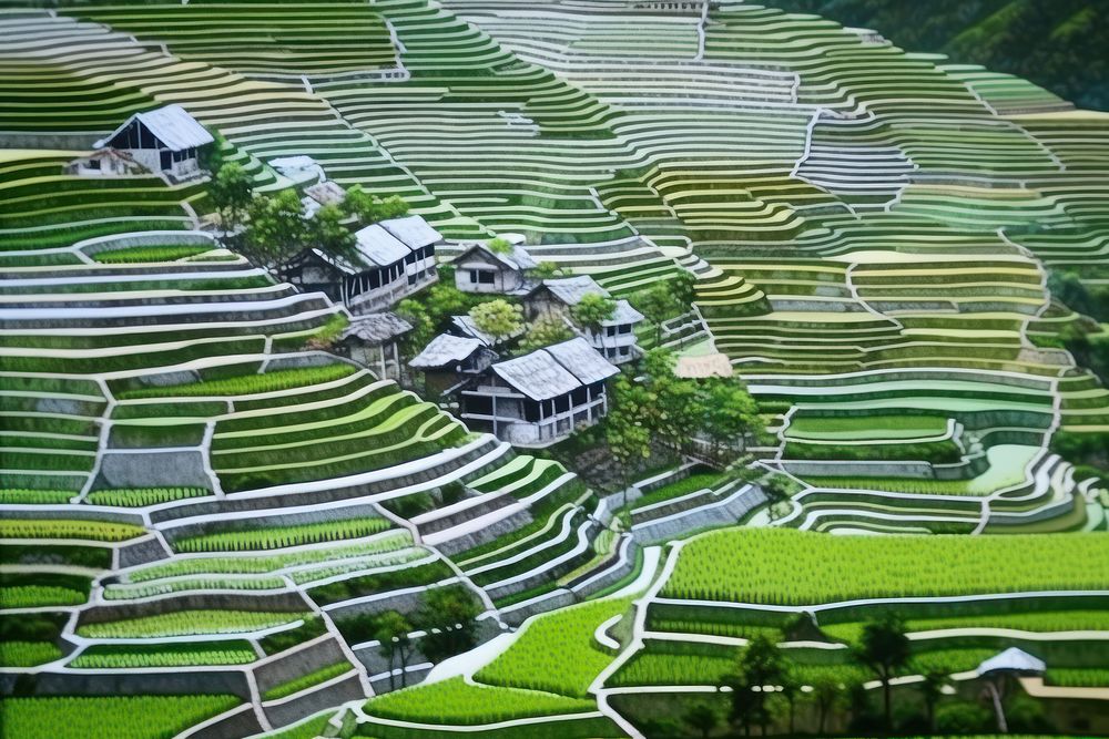 Rice field architecture countryside outdoors.