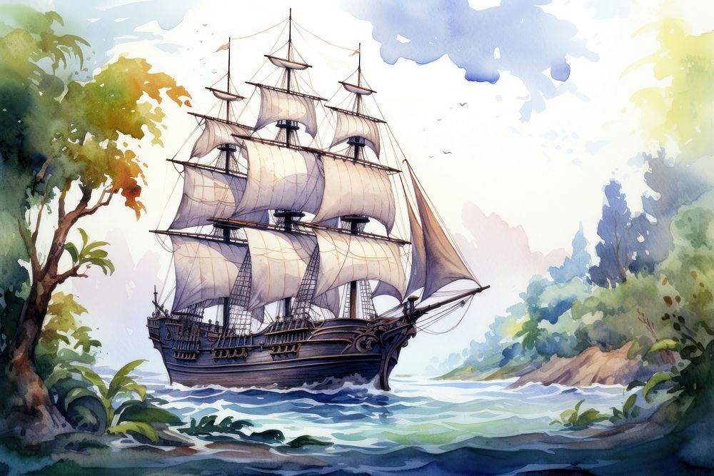 Ship ship transportation painting.