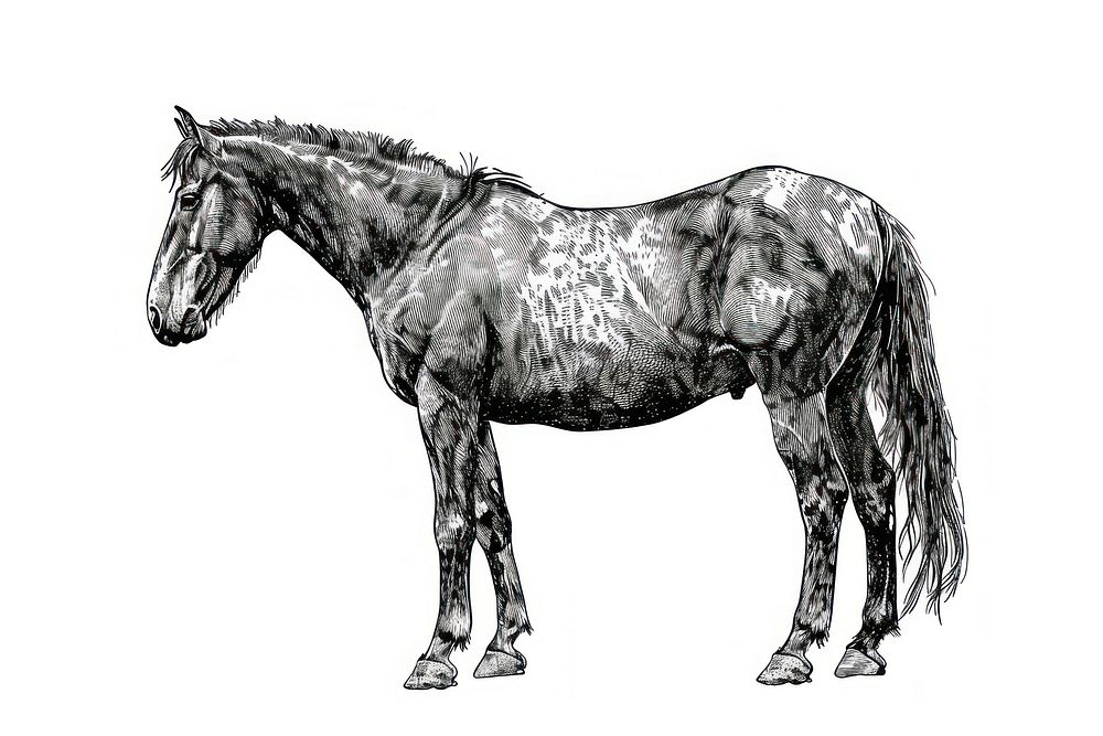 Ink drawing Horse horse illustrated sketch.