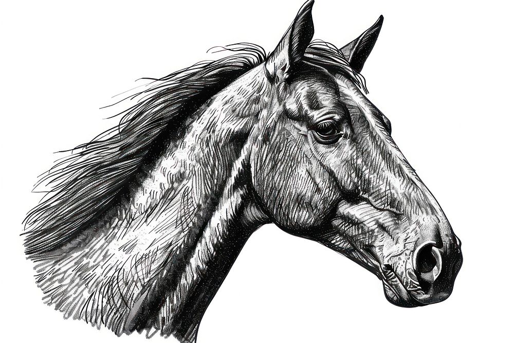 Ink drawing Horse horse illustrated sketch.