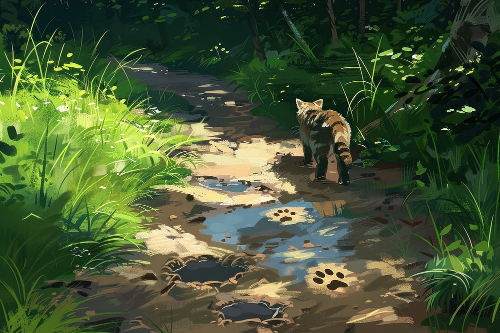 Cat paw print vegetation rainforest outdoors.